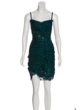 Dolce & Gabbana Dark Teal Lace Spaghetti Strap Mini Dress